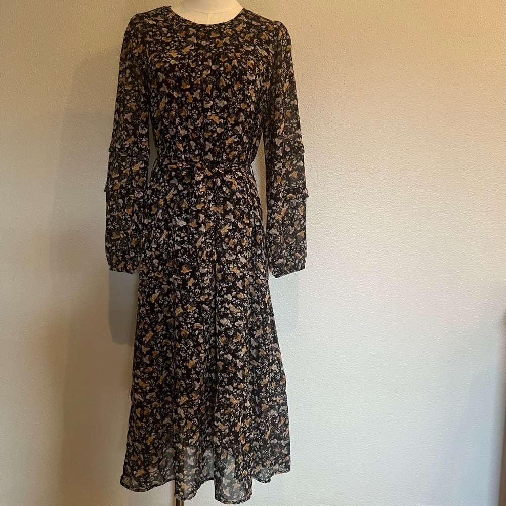 Floral Black and Cream Women's Dress